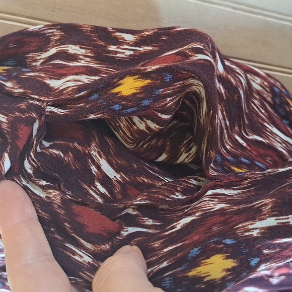 Forever 21 Boho Ikat Print Pleated Midi Side Pockets Flowy Rust A-line Skirt - Picture 10 of 11